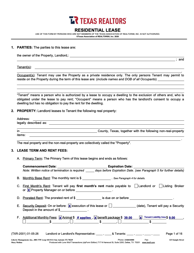 Sample Lease Agreement